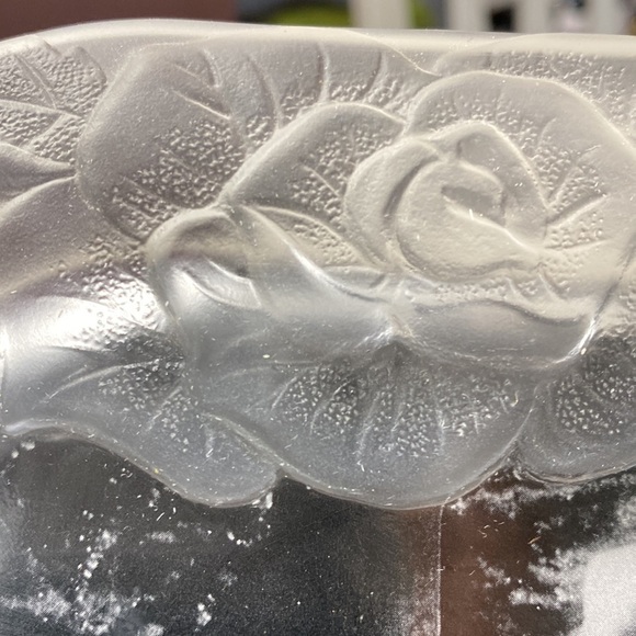 VTG Wedding Crystal Clear Signatures Japan Photo Frame Frosted Floral Swans - Picture 4 of 7